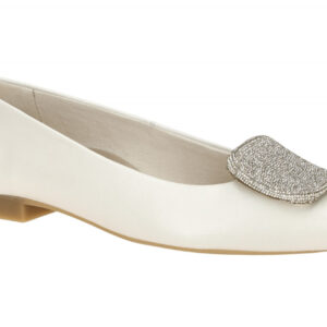 Paul Green 1181-029 Damen Ballerinas Ivory Echtleder Glitzer Absatz 1cm