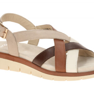 ara 12-26508 09 Damen Sandalette in Grau cream/mousse/mocca/shell mit Keilabs...