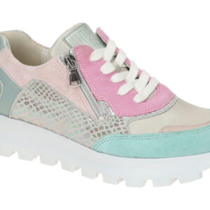 Waldl?ufer 993004 H-AJALA Damenschuhe rosa/gr?n/beige/multi - bequeme Schn?r-...