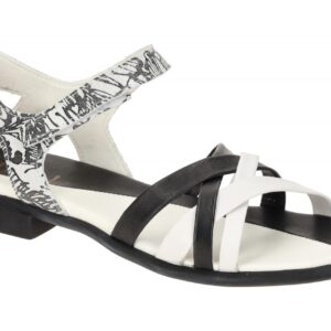 Think 931 Damen Sandalette wei?/schwarz/hellgrau Muster bianco/kombi mit Klet...