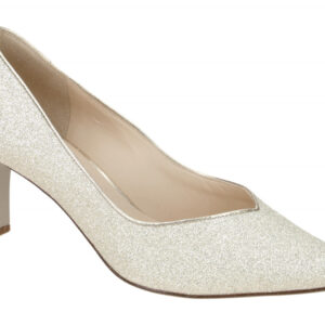 H?gl 6748 TIARA Damenschuhe Pumps platin-glitzer Braunsohle 6cm Absatz