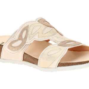 Think 3-001283-2010 MIZZI Damen Pantoletten beige pearl/kombi Keilabsatz Echt...
