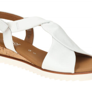 Gabor 82.751.50 Damen Sandalette Wei? Kork-Keilabsatz - Riemchen T-Steg Comfort