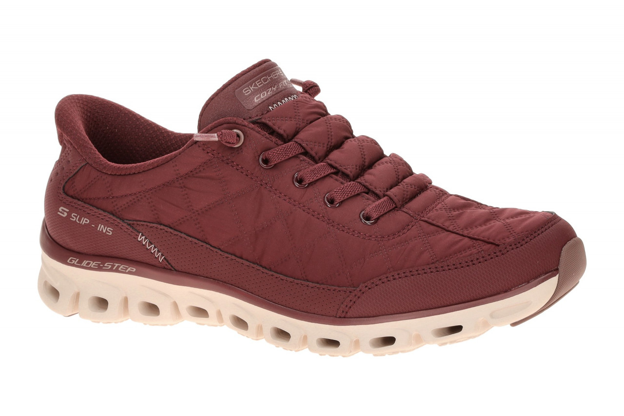 Skechers 104556 BURG Glide Step - At Ease Slip-On Sneaker Rot Burgundy Vegan 1 Skechers 104556 BURG Glide Step - At Ease Slip-On Sneaker Rot Burgundy Vegan