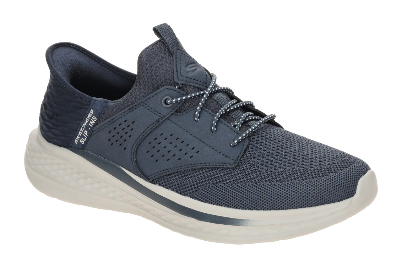 Skechers 210889 NVY Herren Slipper Halbschuhe Blau Navy vegan Air Cooled Memo... 1 Skechers 210889 NVY Herren Slipper Halbschuhe Blau Navy vegan Air Cooled Memo...