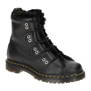 Dr. Martens 1460 LTT FL Damen Stiefeletten Schwarz Dark Grey Warmfutter Gummi...