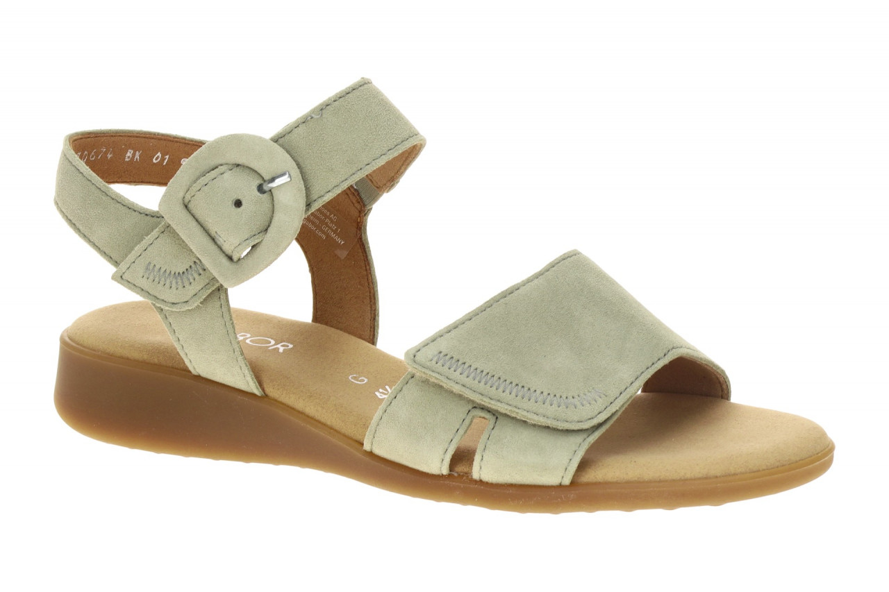 Gabor 82.802 Damen Sandalette Gr?n Schilf Velourleder mit Keilabsatz 1 Gabor 82.802 Damen Sandalette Gr?n Schilf Velourleder mit Keilabsatz