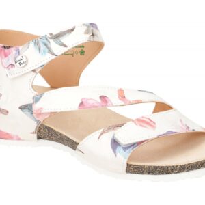 Think 297 Damen Sandale - ivory Echtleder - Wedge Keilabsatz - Klettverschluss
