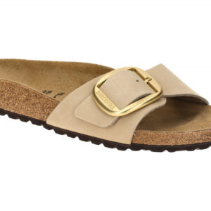 Birkenstock 1024009 Madrid Big Buckle Damen Pantoletten Beige Sandcastle Echt...