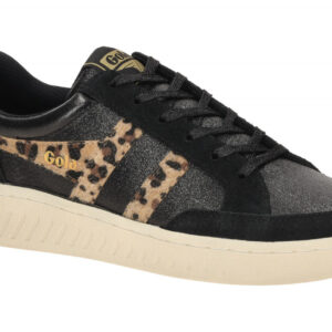 Gola CLB773BZ Damen Sneaker Schwarz Leopard Bone Glitzer Leo Muster 2,5cm Pla...