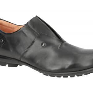 Think 650 Schwarz Slipper Herrenschuhe Echtleder Gummisohle - schwarz