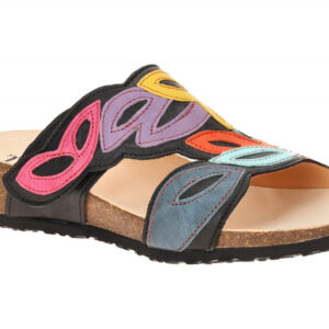 Think 3-001283-0000 MIZZI Damen Pantoletten Schwarz Echtleder Wedge Keilabsatz