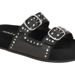Paul Green Damen Pantoletten 6168-00 Schwarz Nieten Echtleder Fu?bett