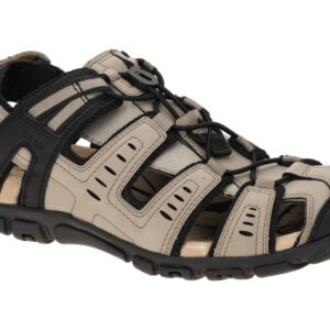 Geox Herren Sandale U4524C taupe-grau Schwarz Wander Trekking wasserdicht atm...