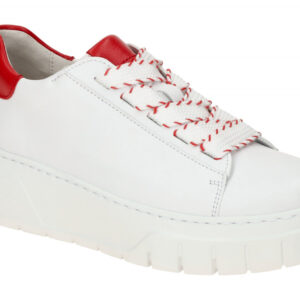 Gabor 63.222 Damen Plateau Sneaker Wei?/Flame Bequeme Schn?r-Halbschuhe