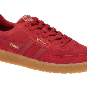 Gola CLB571RR Damen Sneaker red/gum Court Style Echtleder Velour Textil Fu?bett