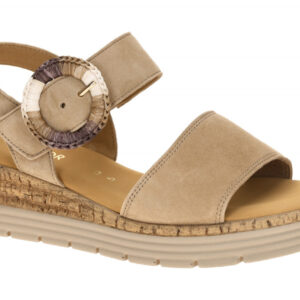 Gabor 82.706.30 Damen Sandalette beige sand Keilabsatz Klettverschluss Echtleder