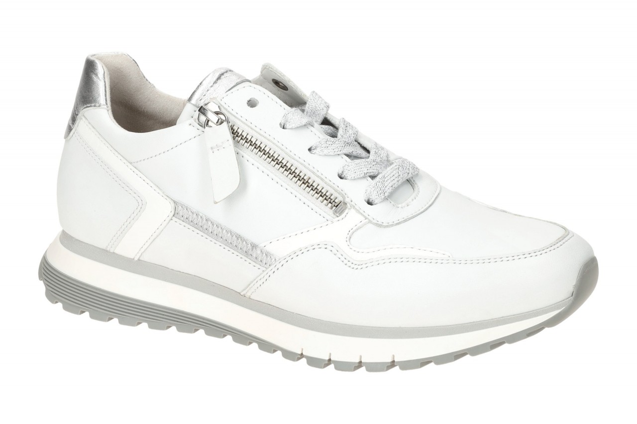 Gabor 86.378.50 Damen Sneaker wei?/silber - Extra Weit - Echtleder - OptiFit 1 Gabor 86.378.50 Damen Sneaker wei?/silber - Extra Weit - Echtleder - OptiFit