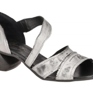 Charme 0642-01 Damen Sandale Grau Echtleder Gummisohle Fu?bett Blockabsatz