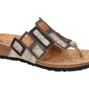 Think 1136 Damen Pantoletten Taupe/Grau Echtleder Glattleder Fu?bett Keilabsatz