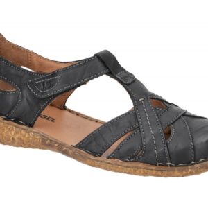 Josef Seibel Damen Sandale 79529 Schwarz - Echtleder Klettverschluss