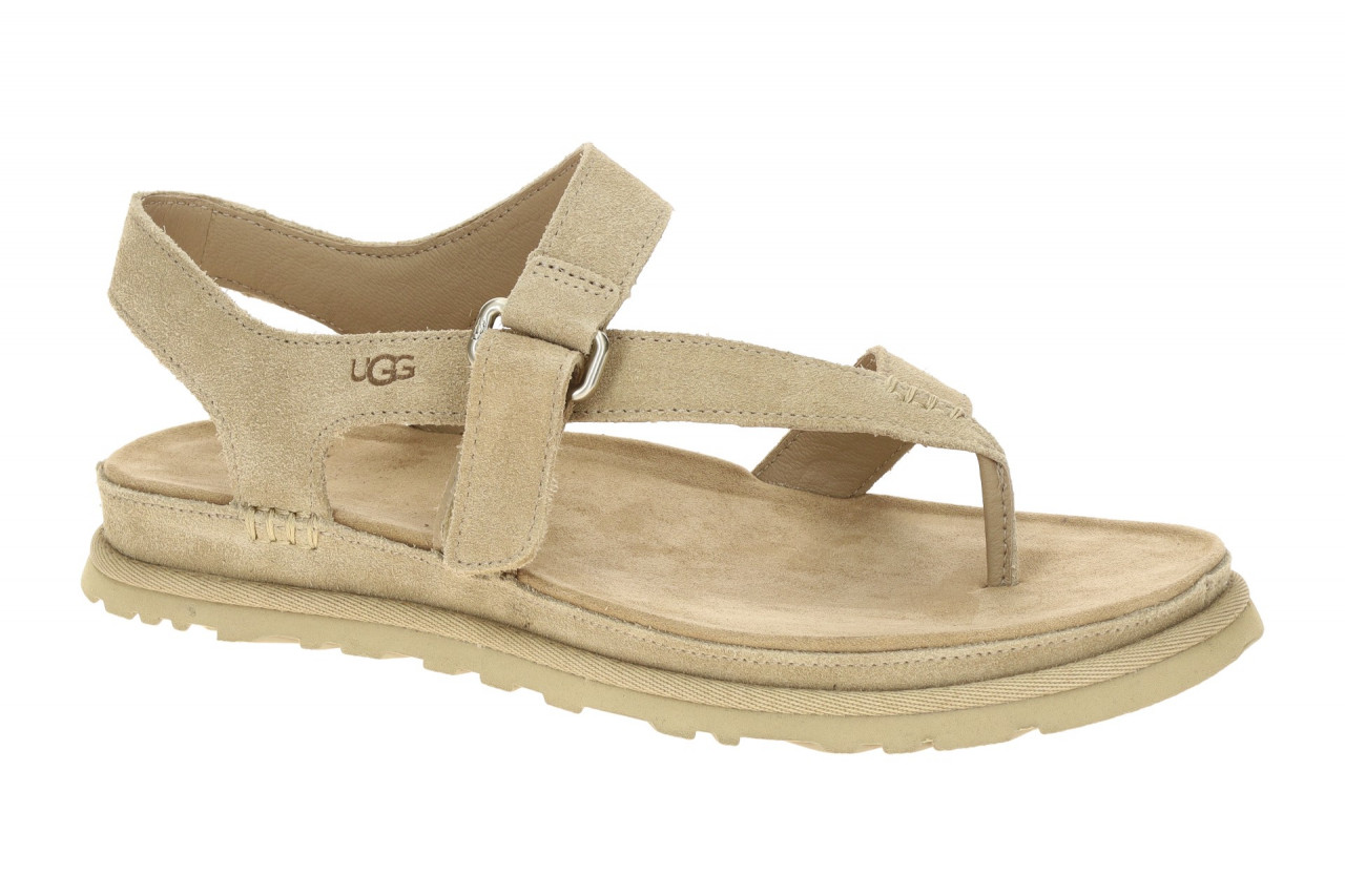 UGG 1175134 SAN Damen Zehentrenner Sandale Beige Velourleder Klettverschluss 1 UGG 1175134 SAN Damen Zehentrenner Sandale Beige Velourleder Klettverschluss