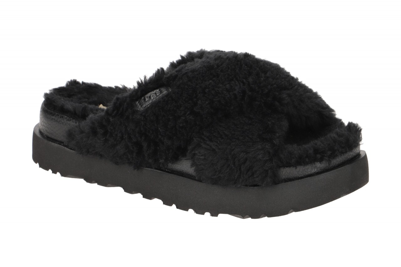 UGG 1120860 BLK FUZZ SUGAR CROSS SLIDE Damen Pantoletten Schwarz bequem & warm 1 UGG 1120860 BLK FUZZ SUGAR CROSS SLIDE Damen Pantoletten Schwarz bequem & warm