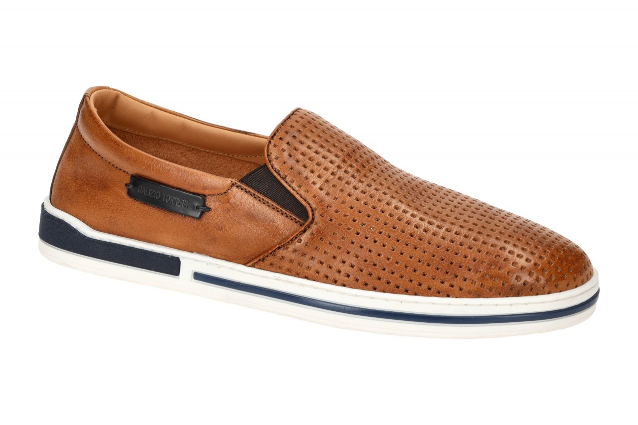 Galizio Torresi 440810A Herrensportslipper Braun - Cognac Glattleder mit Gumm... 1 Galizio Torresi 440810A Herrensportslipper Braun - Cognac Glattleder mit Gumm...