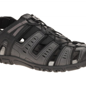 Geox U4524C Herren Sandale Schwarz | Trekking-Sandaletten wasserdicht + atmun...