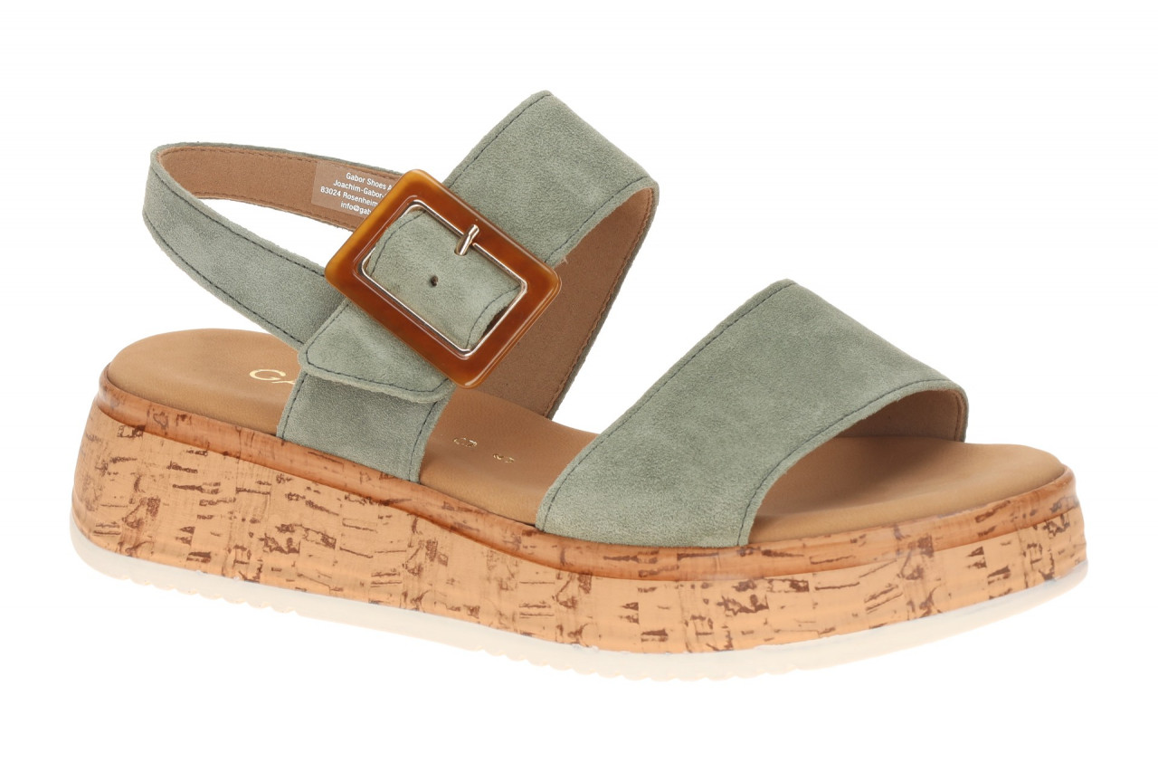 Gabor 82.744 Damen Sandalette Gr?n Pine Velour Kork Keilabsatz Echtleder 1 Gabor 82.744 Damen Sandalette Gr?n Pine Velour Kork Keilabsatz Echtleder