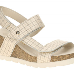 Panama Jack Damen Sandalette Vilma Plaid B1 Beige crudo/raw Keilabsatz 4cm