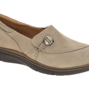 Clarks 26179811 4 Certina Ease Damen Slipper Grau pebble Echtleder bequem mit...