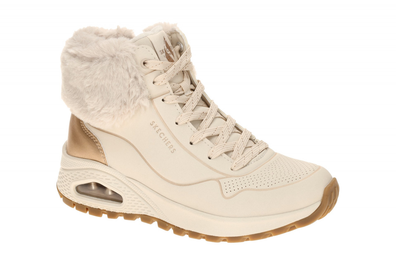 Skechers Uno Rugged Fall Shimmer 167993 NTGD Damen Mid Cut Sneaker Beige Gold 1 Skechers Uno Rugged Fall Shimmer 167993 NTGD Damen Mid Cut Sneaker Beige Gold