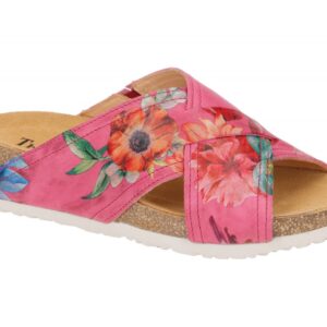 Think 537 KOAK Damenschuhe fuxia Pantoletten mit buntem Blumenmuster
