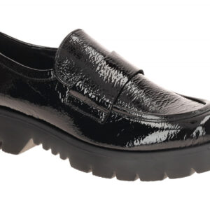 H?gl 2425 FINN Damen Slipper Plateau Loafer Schwarz Lackleder Memory Foam