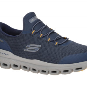 Skechers 233017 NVYL GLIDE STEP - REMNYNT Herren Slipper blau/ gelb Air Coole...