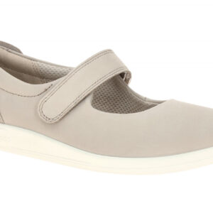 Ecco 207503 SOFT 2.0 Mary Jane Ballerina in Grau - pure cashmere, Klettversch...