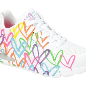 Skechers 177981 WMLT Damenschuhe wei? bunte Herzen Air Cooled Memory Foam