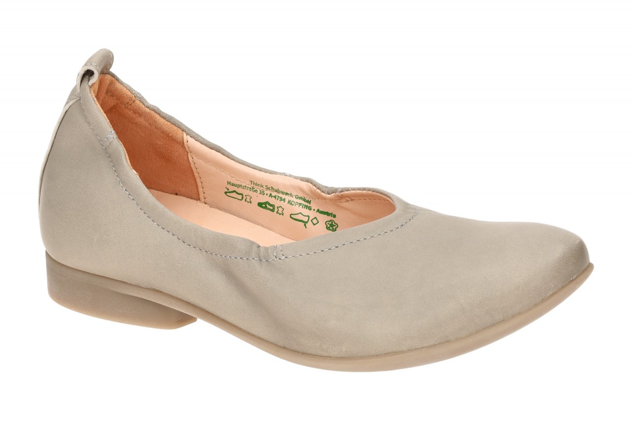 Think 563 GUAD 2 Damen Ballerinas Grau pearl Lederfu?bett Gummisohle 1 Think 563 GUAD 2 Damen Ballerinas Grau pearl Lederfu?bett Gummisohle