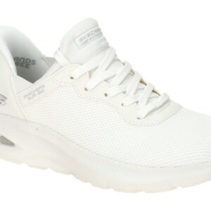 Skechers 117509 OFWT Damen Sneaker Wei? H?kel-Optik Vegan Waschbar Memory Foam