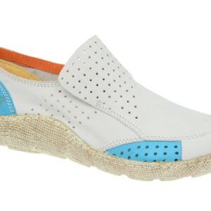 Eject 16233.1 Good_D Damen Slipper wei? hellblau Echtleder herausnehmbare Sohle