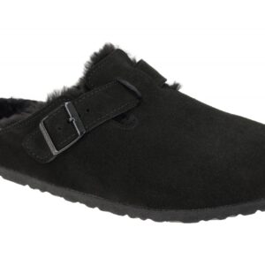 Birkenstock 259881 BS Boston_Shearling Schwarz UNISEX Leder Clogs mit Lammfel...