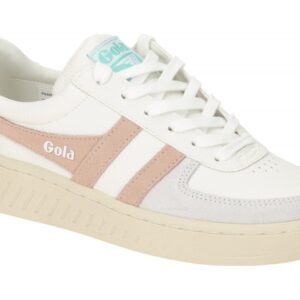 Gola Damen Sneaker GrandSlam Trident CLA415ZK Wei?/Rosa/Grau - Flache Plateau...