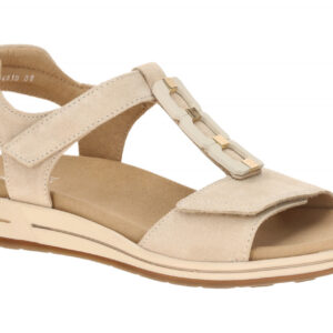 ara 12-34810 08 Damen Sandale Beige Kalbvelour Klett-Fu?bett rutschfest Keil