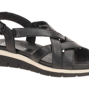 ara 12-26508 01 Damen Sandalette Schwarz/Cream Echtleder Keilabsatz - Riemche...
