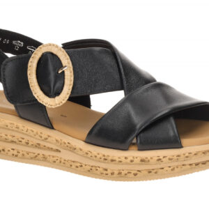 Gabor 84.556 Damen Sandalette Schwarz Lammnappa Keilabsatz Fu?bett PU-Sohle