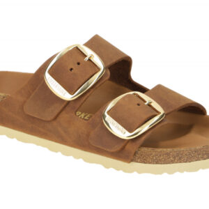 Birkenstock Damen Pantoletten 1011073 Arizona Big Buckle Braun Cognac Echtleder