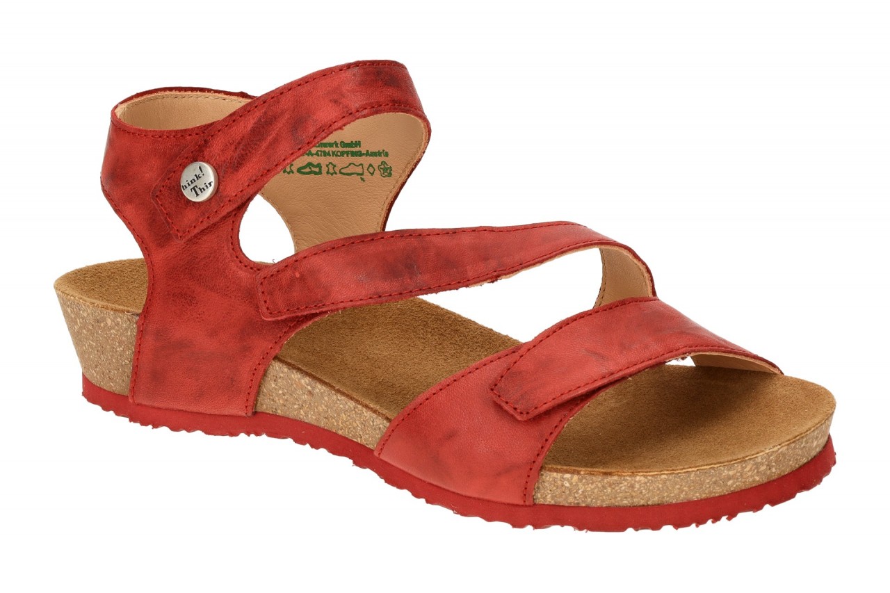 Think 297 Damen Sandale - rot fire Echtleder Keilabsatz Klettverschluss 1 Think 297 Damen Sandale - rot fire Echtleder Keilabsatz Klettverschluss