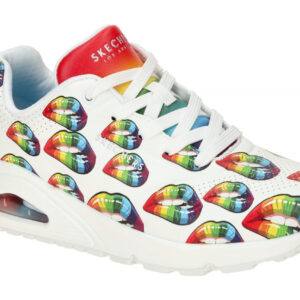 Skechers 177084/WMLT UNO PRISM KISSES Damen Sneaker wei?/bunter Regenbogen-Ku...