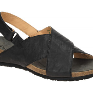 Think Sandalette JULIA_936 Damen Schwarz Echtleder Keilabsatz Klettverschluss